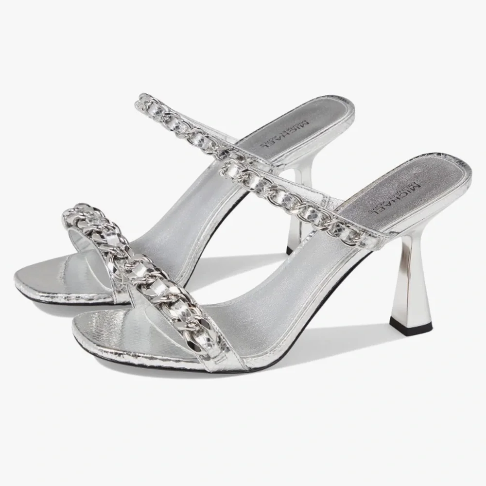 New MICHAEL KORS Clara Embellished Leather Sandals